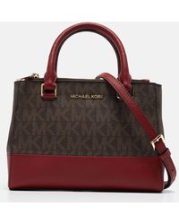 Michael Kors - /brown Signature Coated Canvas And Leather Xs Kellen Tote - Lyst