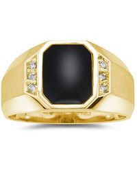 Monary 10k Gold Onyx And Diamond Ring - Yellow