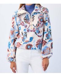 Fdj - 1/2 Zip Creme Damask Sherpa Popover Jacket - Lyst