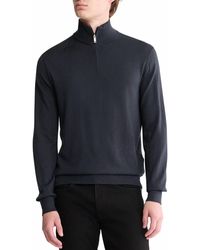 Calvin Klein - Fine Merino Wool Blend Quarter Zip Sweater - Lyst