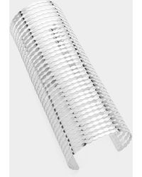 Fashnzfab - Metal Cut Out Arm Cuff Bracelet Rhodium - Lyst