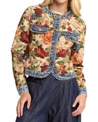 Davi & Dani - Floral Denim Trim Tapestry Jacket - Lyst