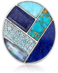 Ross-Simons - Tonal Multi-Gemstone Inlay Ring With Sapphire And Swiss Topaz - Lyst