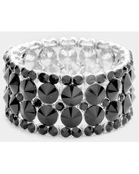 Fashnzfab - Round Glass Stone Cluster Evening Stretch Bracelet Jet - Lyst