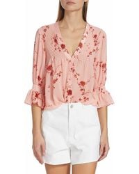 Cinq À Sept - Jennings Floral Pintuck Button-Front Top - Lyst