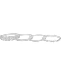 Allyanna Gifts - Moissanite Pave Cuban Link Beaded Stackable Bands Ring Set - Lyst