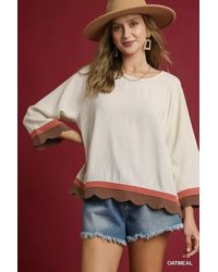 TRUEDAMES - Scalloped Hem Color Block Top - Lyst
