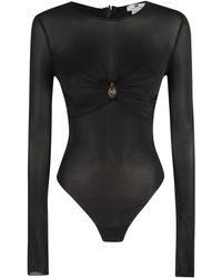 Elisabetta Franchi - Sheer Bodysuit With Jewel Detail - Lyst