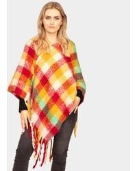 TRUEDAMES - Plaid Check Patterned Poncho - Lyst
