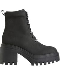 Calvin Klein - Chunky Lace-Up Rugged Sole Leather Ankle Boots - Lyst
