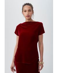 Trina Turk - Sintha Velvet Boatneck Short Sleeve Top - Lyst