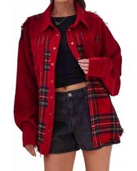 Jade By Jane - Frayed Corduroy Plaid Collared Jacket - Lyst