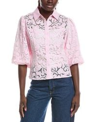 Gracia - Floral Lace Puff Sleeve Top - Lyst