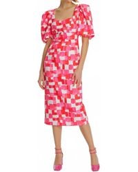 Exquise - Puff Sleeve Square Neck Midi Dress - Lyst