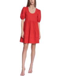 Donna Morgan Cotton Fit & Flare Shirt Dress in Red