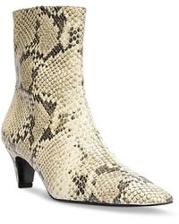 SCHUTZ SHOES - Dellia Snake Print Leather Mid-Calf Boots - Lyst