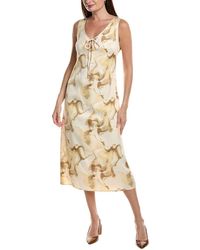 Kenneth Cole - Textured Satin Midi Dress - Lyst