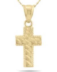 Monary - 10k Gold Beaded Inlay Cross Pendant Necklace With 18 Inch Chain - Lyst