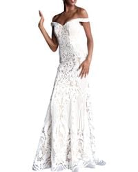 Jovani - Off-The-Shoulder Long Party Dress - Lyst