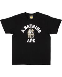 A Bathing Ape - Black Cotton Green Camo Ape Short Sleeve T-shirt - Lyst