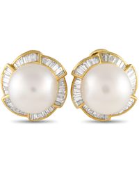 Non-Branded - Lb Exclusive 18k Yellow 3.50ct Diamond And Pearl Earrings Mf158-041624 - Lyst