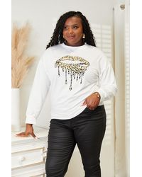 TRUEDAMES - Graphic Dropped Shoulder Round Neck Sweatshirt - Lyst
