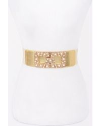 Fashnzfab - Pearl Metal Buckle Elastic Belt - Lyst