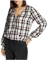 Sanctuary - Plaid Smocked Sleeves Pullover Top - Lyst