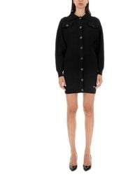 Moschino - Ribbed Mini Dress With Button-Down Front - Lyst