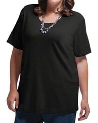 On The Plus Side - Solid Short Sleeve U-Neck Tee - Lyst