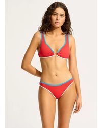 Seafolly - Beach Bound Bikini Top Flame Stretch Ring Front Swimwear Buu497 - Lyst