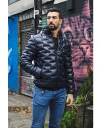Infinity Leather - Quilted Puffer Leather Bomber Jacket - Lyst