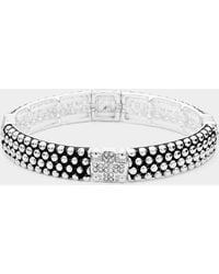 Fashnzfab - Cross Stone Paved Pointed Stretch Bracelet Antique, Clear - Lyst