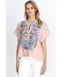 Johnny Was - Chrisley Short Sleeve Cotton Gauze Embroidered Top - Lyst