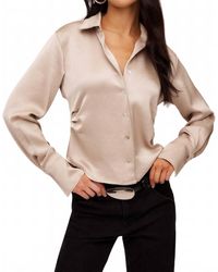 Fifteen Twenty - Tawnie Side-Pleat Satin Shirt - Lyst