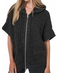 Repeat Cashmere - Alpaca Wool Blend Zip Poncho With Hood - Lyst