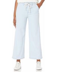 PAIGE - Carly Waistband Tie High Rise Wide Leg Ankle Jeans - Lyst