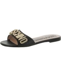 Moschino - Logo Leather Slide Sandals - Lyst
