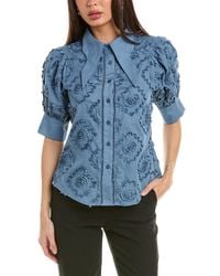 Gracia - Flower Design Wing Collar Button-down Shirt - Lyst