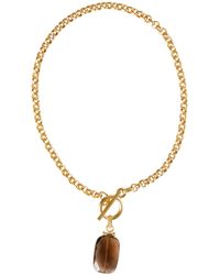 Misook - Handmade Smokey Topaz Pendant toggle Chain Necklace - Lyst