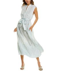 Vince Lattice Print Silk Popover Dress 