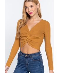 TRUEDAMES - V-Neck Front Knotted Crop Sweater - Lyst