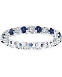 Pompeii3 - 1 Cttw Blue Sapphire Diamond Wedding Eternity Ring - Lyst