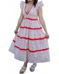AUREUM - Contrast Floral Midi Dress - Lyst