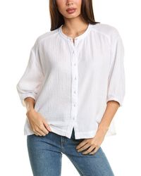 Johnny Was - Shirred Neck Button Down Blouse - Lyst