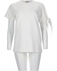 JW Anderson - Round Neck Tied Side Sleeves Cotton T-Shirt - Lyst
