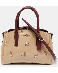 COACH - /cream Floral Print Patent And Leather Mini Sage Carryall Satchel - Lyst