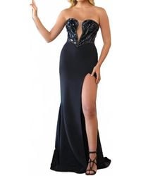 Ava Presley - Strapless Gown With High Slit - Lyst