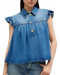 Ganni - Light Weight Denim Top - Lyst
