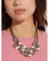 Misook - Multi-cord Pink Opal And Stone Pebble Necklace - Lyst